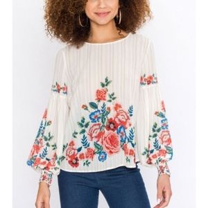 Fashion nova floral stripes long sleeve size S